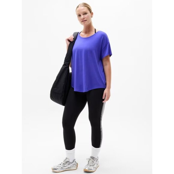 New Athleta M Move With Ease Tee Borealis Purple Short Sleeve Medium Regular - Picture 4 of 6